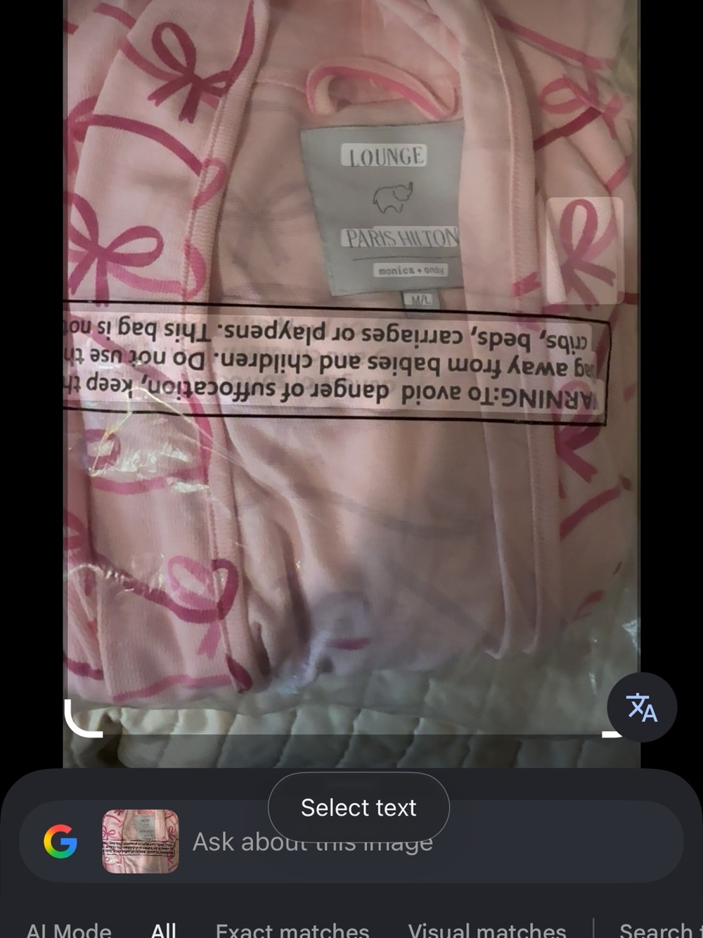 Paris Hilton Pink Bow Cotton Robe - Picture 2 of 4
